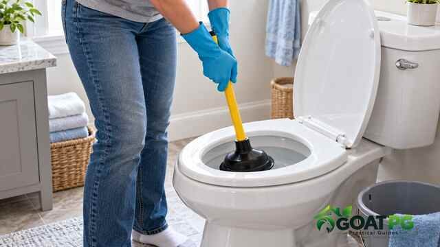 Using a flange plunger safely on a bubbling toilet
