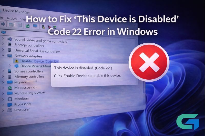 Fix 'This Device is Disabled' Code 22 Error on Windows