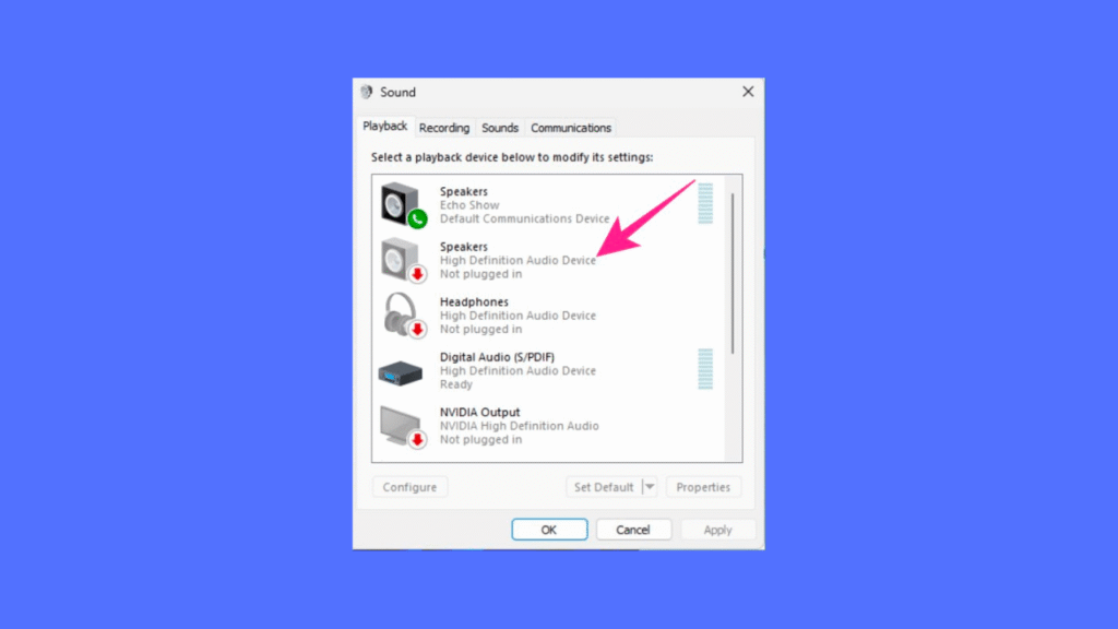 Reset Audio Settings in Windows 11