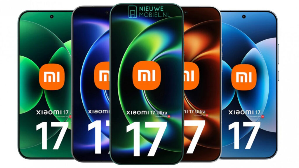 Realistic photo-style image of a flagship smartphone on a minimalist stage, Xiaomi-style design, global launch atmosphere, soft dramatic lighting, high quality, technology news cover.