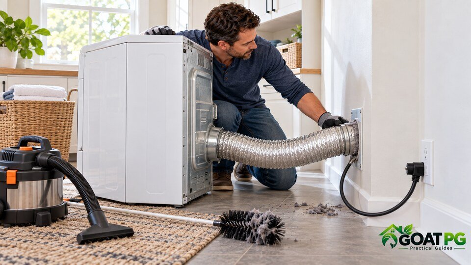 How to clean a dryer vent safely in a modern laundry room
