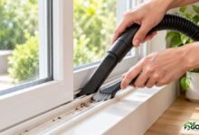 How to clean window tracks using a vacuum crevice tool and soft brush